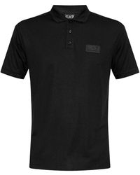 EA7 - Tops ,Zwart ,Polyester Button Logo Polo - Lyst