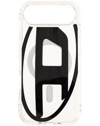 DIESEL - Accessoires ,Wit ,Oval D Metallic Case Met Mag Safe - Lyst