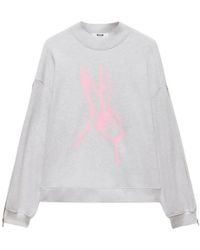 MSGM - Grijze Sketched Bunny Jersey Sweatshirt - Lyst