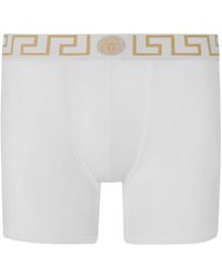Versace - Ondergoed ,Wit ,Katoen Greca Border Lange Boxershorts - Lyst