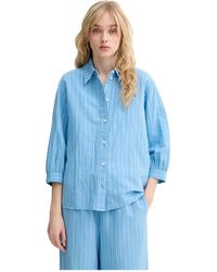 Marc O' Polo - Gestreept Linnen Shirt Met 3/4 Mouwen - Lyst