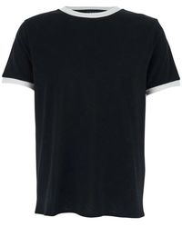 A.P.C. - Tops ,Zwart ,Katoen T-Shirt Met Ronde Hals En Contrasterende Details - Lyst