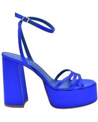 Sergio Levantesi - Blaue seiden plateau sandalen - Lyst