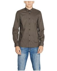 Antony Morato - Overhemden ,Bruin ,Katoen Bruine Geometrische Print Katoenen Overhemd - Lyst