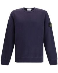 Stone Island - Sweatshirt Mit Logo Und Gerippten Details - Lyst