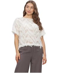 SELECTED - Overhemden ,Wit ,Polyester Slfmyline Ss Boat Neck Top - Lyst