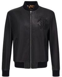Roberto Cavalli - Jassen ,Zwart ,Zwarte Bomber Leren Jas Gemaakt - Lyst