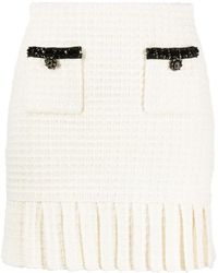 Self-Portrait - Rokken ,Crème Geplooide Mini Rok - Lyst