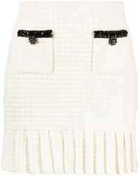 Self-Portrait - Rokken ,Crème Geplooide Mini Rok - Lyst