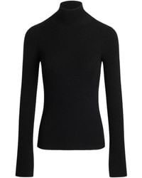 Patou - Zwarte Geribbelde Mock Hals Sweater - Lyst