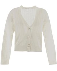 Malo - Leinen V-Ausschnitt Pullover Mit Knöpfen - Lyst