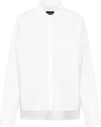 Emporio Armani - Camisa asimétrica de popelina con bolsillo de parche - Lyst
