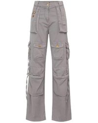 Elisabetta Franchi - Cargo jeans in bleifarbe mit schnürsenkeln - Lyst
