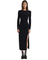 P.A.R.O.S.H. - Schwarzes Langes Kleid Mit Schlitz - Lyst