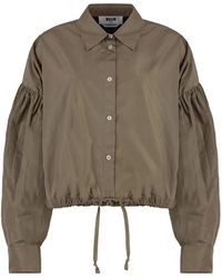 MSGM - Taffeta ballonärmel mit kordelzug hemd - Lyst
