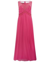 Alberta Ferretti - Kleedjes ,Roze ,Chiffon Geplooide Zijden Chiffon Japon - Lyst