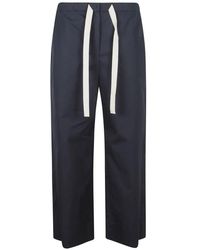 Max Mara - Broeken ,Blauw ,Leer Rechtgesneden Broek - Lyst
