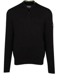 Barbour - Hoodies & Sweatvesten ,Zwart ,Katoen Katoenen Half Zip Sweater - Lyst