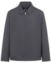 Y-3 - Jassen ,Grijs ,Wol Pinstripe Refined Wool Ut Blouson - Lyst