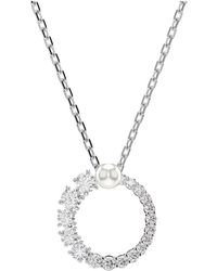 Swarovski - Ketting Vrouwen Matrix Hanger Kristal Parel Wit 5688751 - Lyst