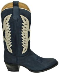 Sendra - Schoenen ,Blauw ,Western Blauw Nubuck Leren Laarzen - Lyst