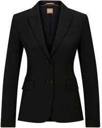HUGO - Jassen ,Zwart ,Wol Klassieke Blazer Met Knopen En Zakken - Lyst