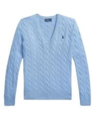 Polo Ralph Lauren - Pullover Van Wol En Kasjmier Met V-Hals En Kabels - Lyst
