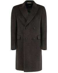 HUGO - Jassen ,Bruin ,Wol Double-Breasted Jas Van Een Alpaca-Mix - Lyst