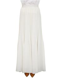 Twinset - Rokken ,Wit ,Polyester Geplooide Maxi Rok Van Crêpe De Chine - Lyst