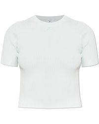 Courreges - Tops ,Blauw ,Polyester Buckle Rib Knit T-Shirt - Lyst