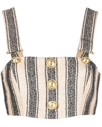 Balmain - Tops ,Katoen Gestreept Multikleur Katoen Polyester Blouse - Lyst