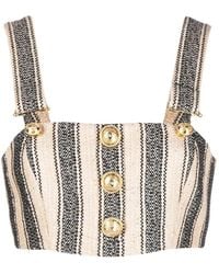 Balmain - Tops ,Katoen Gestreept Multikleur Katoen Polyester Blouse - Lyst