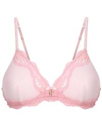 Moschino - Ondergoed ,Roze ,Microfiber En Kanten Bh - Lyst