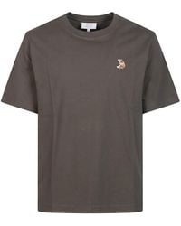 Maison Kitsuné - Tops ,Grijs ,Katoen Dreaming Fox Comfort T-Shirt - Lyst