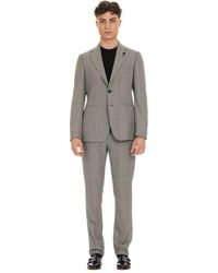 Lardini - Kostuums ,Grijs ,Wol Grijs Wollen Prince Of Wales Kostuum - Lyst