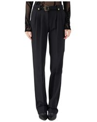 Versace Jeans Couture - Zwarte Sigarettenbroek Met Pincetten - Lyst