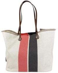 Borbonese - Tassen ,Veelkleurig ,Leer Flight Shopping Bag Large - Lyst