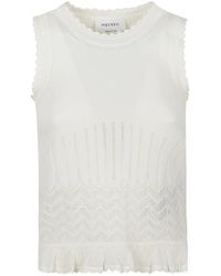 McQueen - Tops ,Wit ,Leer Gebreide Jersey Tanktop - Lyst
