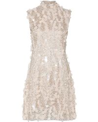 Bruuns Bazaar - Pailletten Ärmelloses Hochgeschlossenes Kleid Creme - Lyst