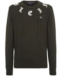 Philipp Plein - Truien & Vesten ,Groen ,Wol Pullover Round Neck Monogram - Lyst