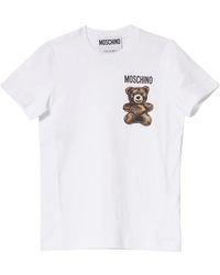 Moschino - Tops ,Wit ,Katoen Adrian Beer T-Shirt Wit Katoen Korte Mouw - Lyst