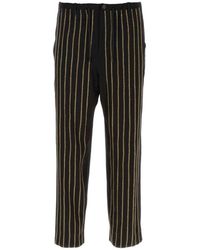 Dries Van Noten - Broeken ,Zwart ,Leer Cropped Viscose Blend Broek - Lyst