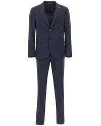 Manuel Ritz - Kostuums ,Blauw ,Leer Single Breasted Suit - Lyst