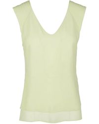 Alysi - Tops ,Groen ,Crepe Blouse Met V-Hals En Uitlopende Snit - Lyst