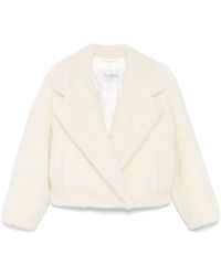Max Mara - Weißer Mantel Mit Doppelreihiger Knopfleiste Und Breiten Revers - Lyst