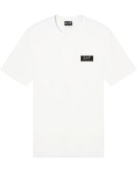 EA7 - Fitness ,Wit ,T-Shirt Met Ronde Hals En Logopatch - Lyst