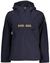 Napapijri - Jassen ,Blauw ,Blauwe Waterdichte Sportjas Met Capuchon - Lyst