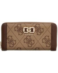 Guess - Accessoires ,Bruin ,Leer Karnilla Grote Portemonnee Met Rits - Lyst