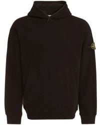 Stone Island - Hoodies & Sweatvesten ,Zwart ,Katoen Katoenen Hoodie Met Afneembare Logopatch - Lyst