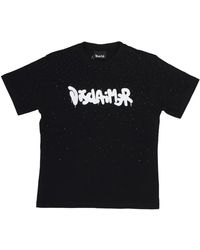 DISCLAIMER - Tops ,Zwart ,Katoen Zwarte Strass Tee Met Korte Mouwen - Lyst